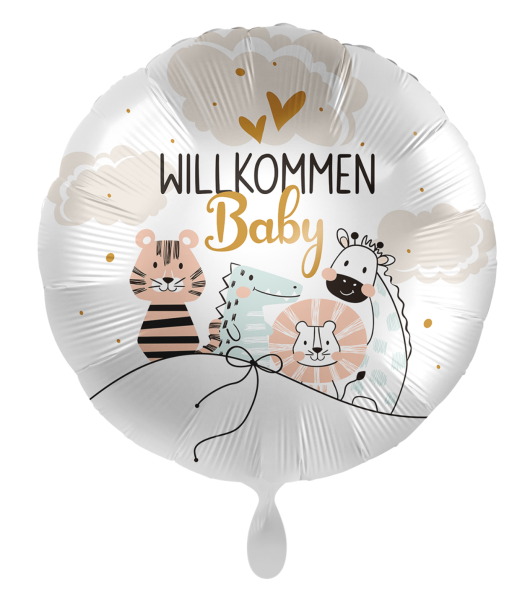 Folienballon - Willkommen Baby, Tiere - ø 43cm